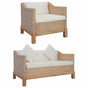 2 Piece Sofa Set with Cushions Natural Rattan