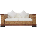2 Piece Sofa Set with Cushions Brown Natural Rattan - Side View
