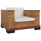 2 Piece Sofa Set with Cushions Brown Natural Rattan - Top-Down View