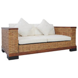 2 Piece Sofa Set with Cushions Brown Natural Rattan - 45-Degree Angle