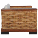 2 Piece Sofa Set with Cushions Brown Natural Rattan - Low Angle