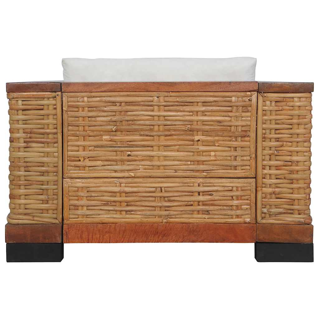 2 Piece Sofa Set with Cushions Brown Natural Rattan