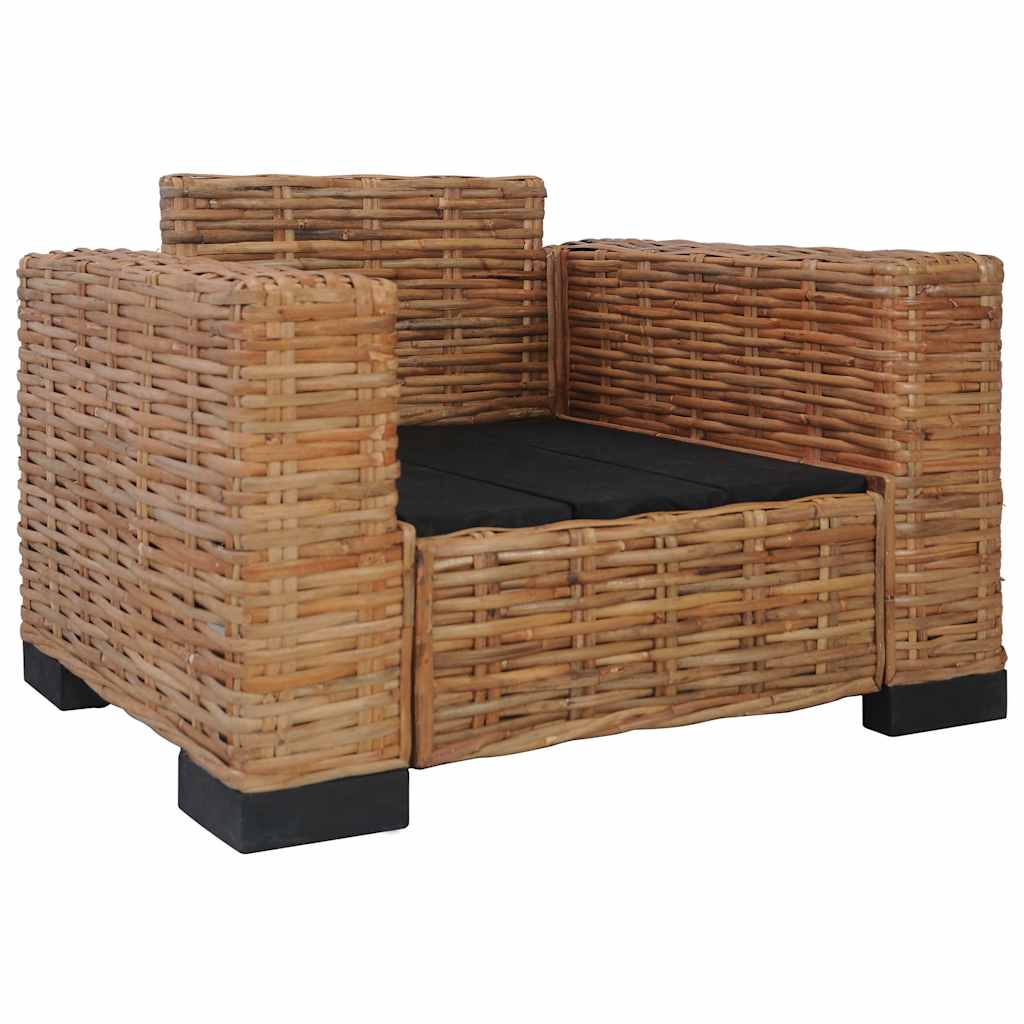 2 Piece Sofa Set with Cushions Natural Rattan