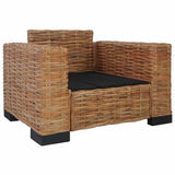2 Piece Sofa Set with Cushions Natural Rattan - Rear View