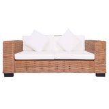 2 Piece Sofa Set with Cushions Natural Rattan - Low Angle