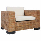 2 Piece Sofa Set with Cushions Natural Rattan