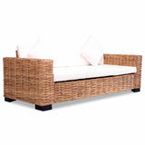 2 Piece Sofa Set with Cushions Natural Rattan - Close-Up Angle