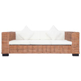 2 Piece Sofa Set with Cushions Natural Rattan - Low Angle