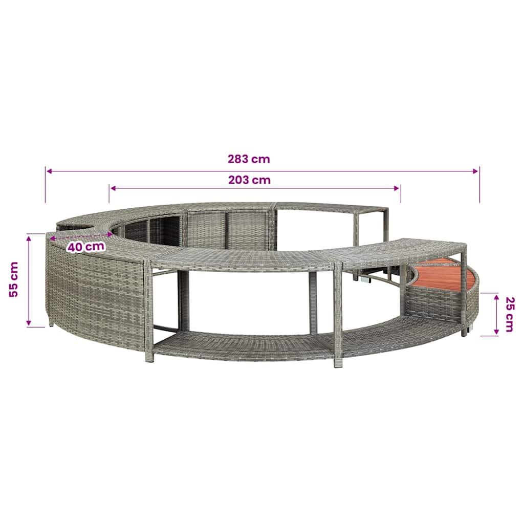 Hot Tub Surround Grey Poly Rattan
