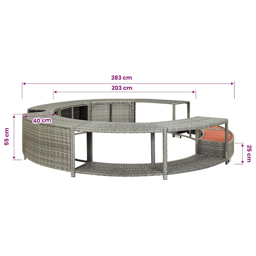 Hot Tub Surround Grey Poly Rattan
