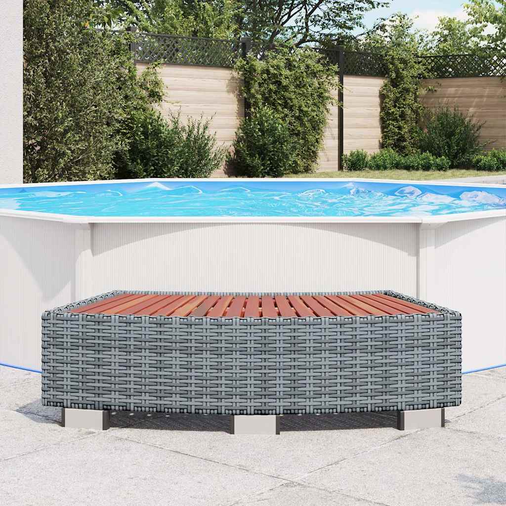 Spa Step Grey Poly Rattan 92x45x25 cm