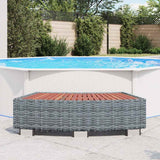 Spa Step Grey Poly Rattan 92x45x25 cm - Side View