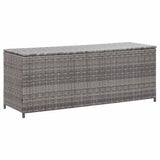 Garden Storage Box Grey 150x50x60 cm Poly Rattan - Front View