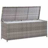 Garden Storage Box Grey 150x50x60 cm Poly Rattan - Side View