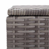Garden Storage Box Grey 150x50x60 cm Poly Rattan - Close-Up Angle