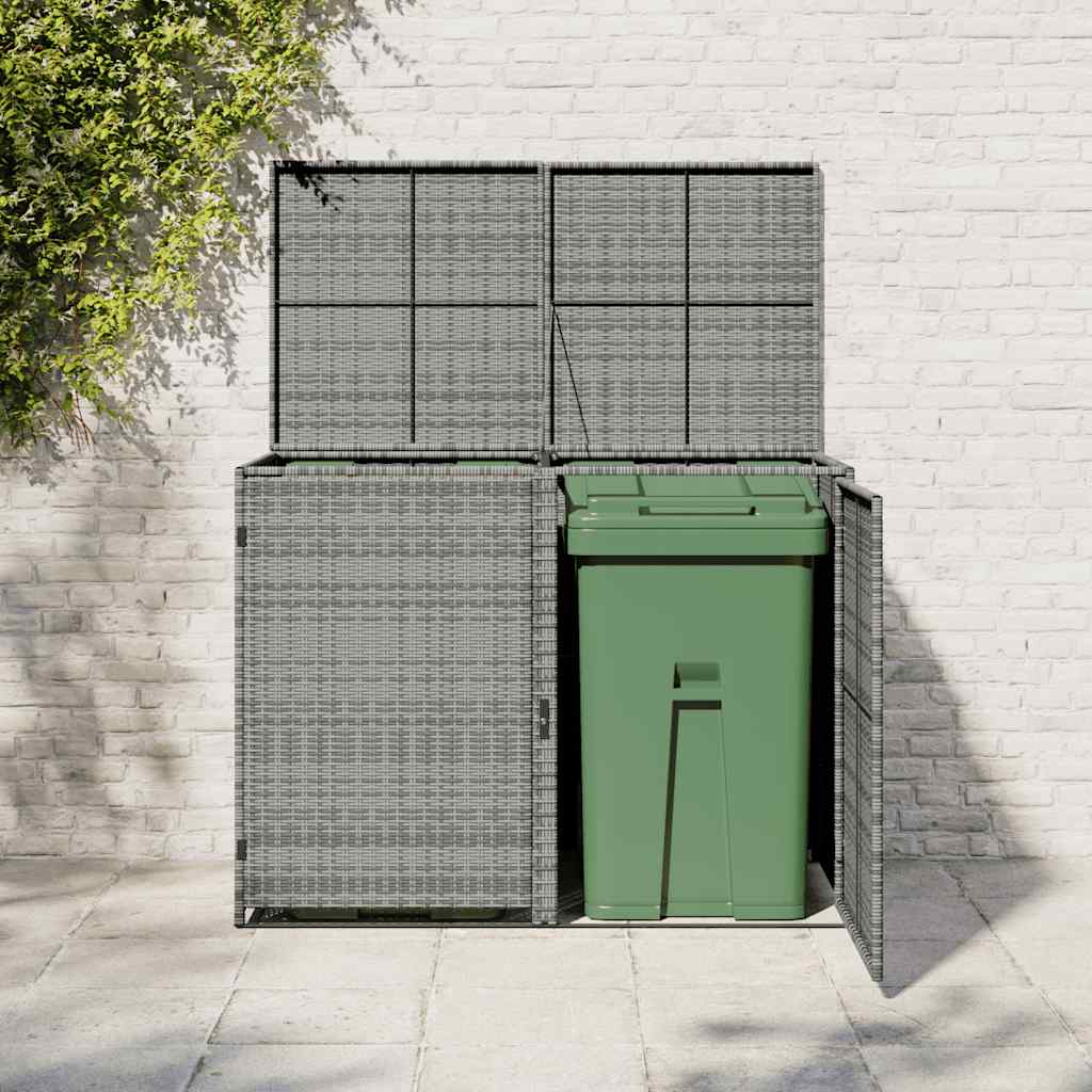 Double Wheelie Bin Shed Poly Rattan Anthracite 148x77x111 cm