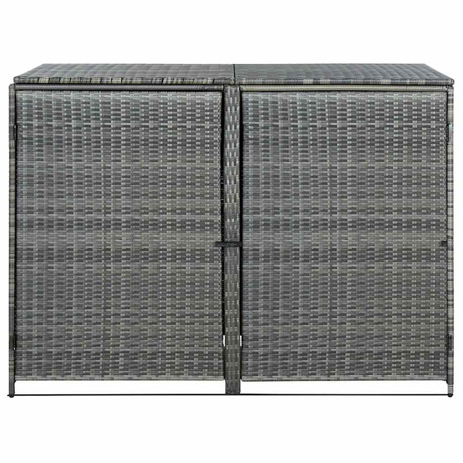 Double Wheelie Bin Shed Poly Rattan Anthracite 148x77x111 cm