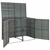 Double Wheelie Bin Shed Poly Rattan Anthracite 148x77x111 cm - Rear View