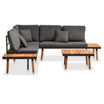 4 Piece Garden Lounge Set with Cushions Solid Acacia Wood