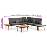 4 Piece Garden Lounge Set with Cushions Solid Acacia Wood - Close-Up Angle