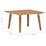 Garden Coffee Table 60x60x36 cm Solid Acacia Wood - 45-Degree Angle