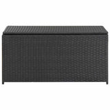 Garden Storage Box Poly Rattan 100x50x50 cm Black - Front View