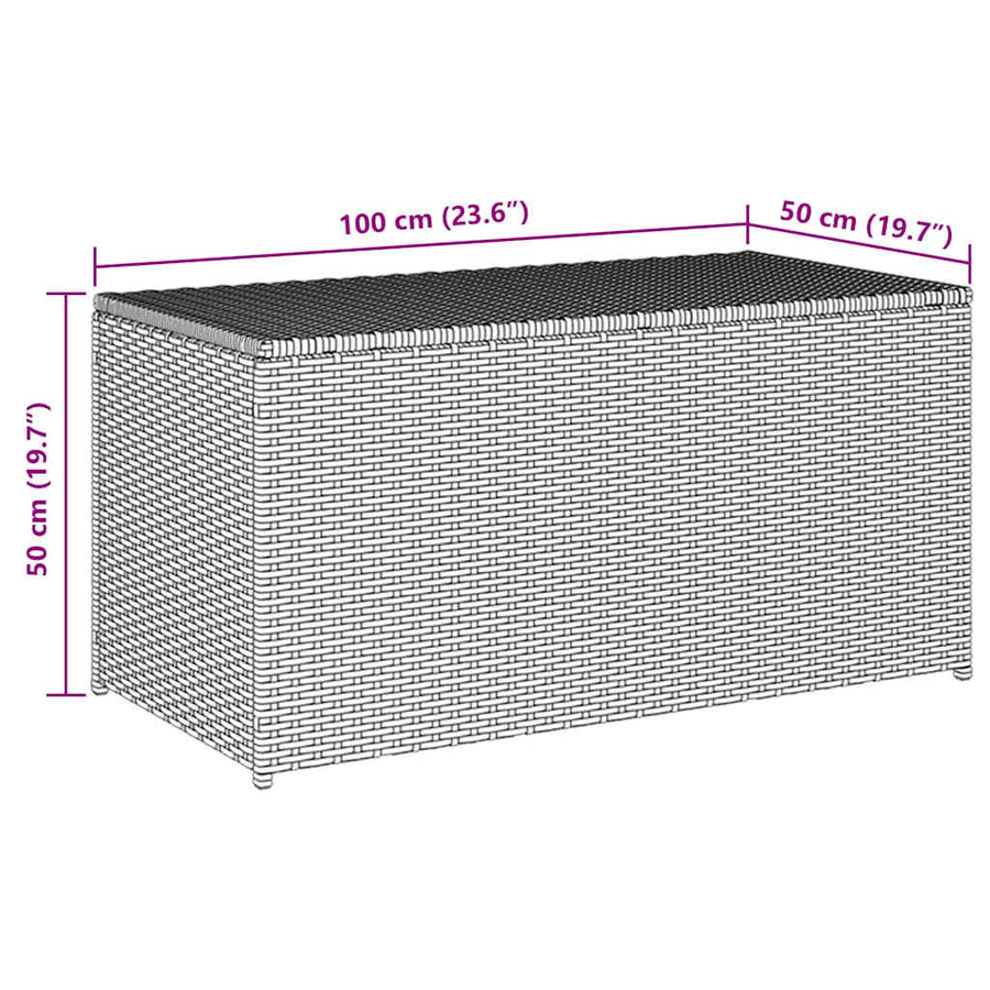 Garden Storage Box Poly Rattan 100x50x50 cm Black