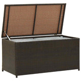 Garden Storage Box Poly Rattan 100x50x50 cm Brown - Front View