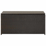 Garden Storage Box Poly Rattan 100x50x50 cm Brown - Side View