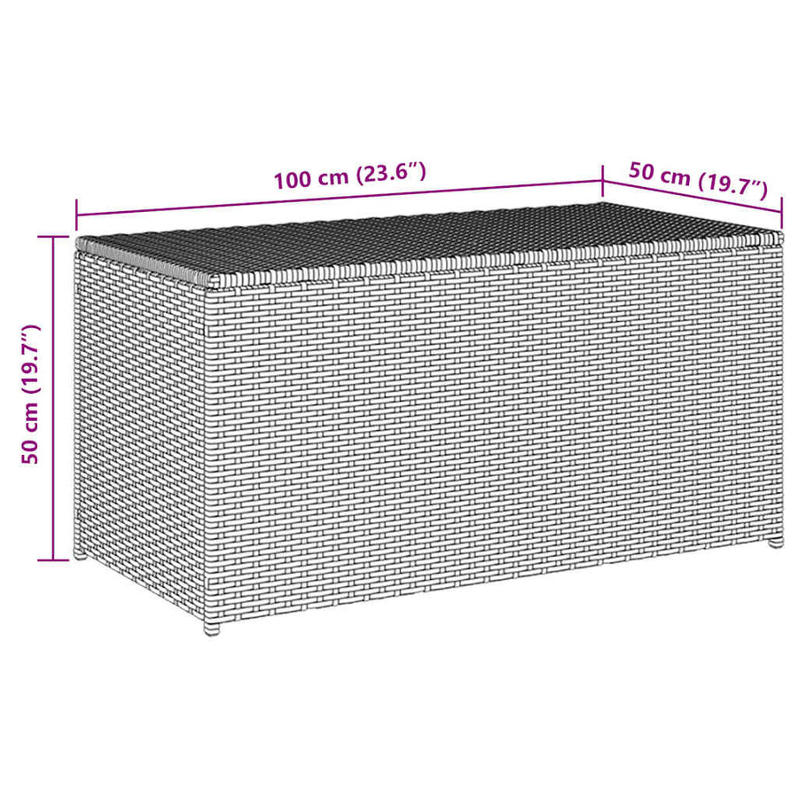 Garden Storage Box Poly Rattan 100x50x50 cm Brown