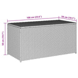 Garden Storage Box Poly Rattan 100x50x50 cm Grey - Low Angle