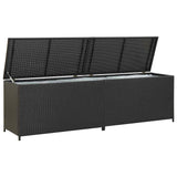Garden Storage Box Poly Rattan 200x50x60 cm Black - Front View