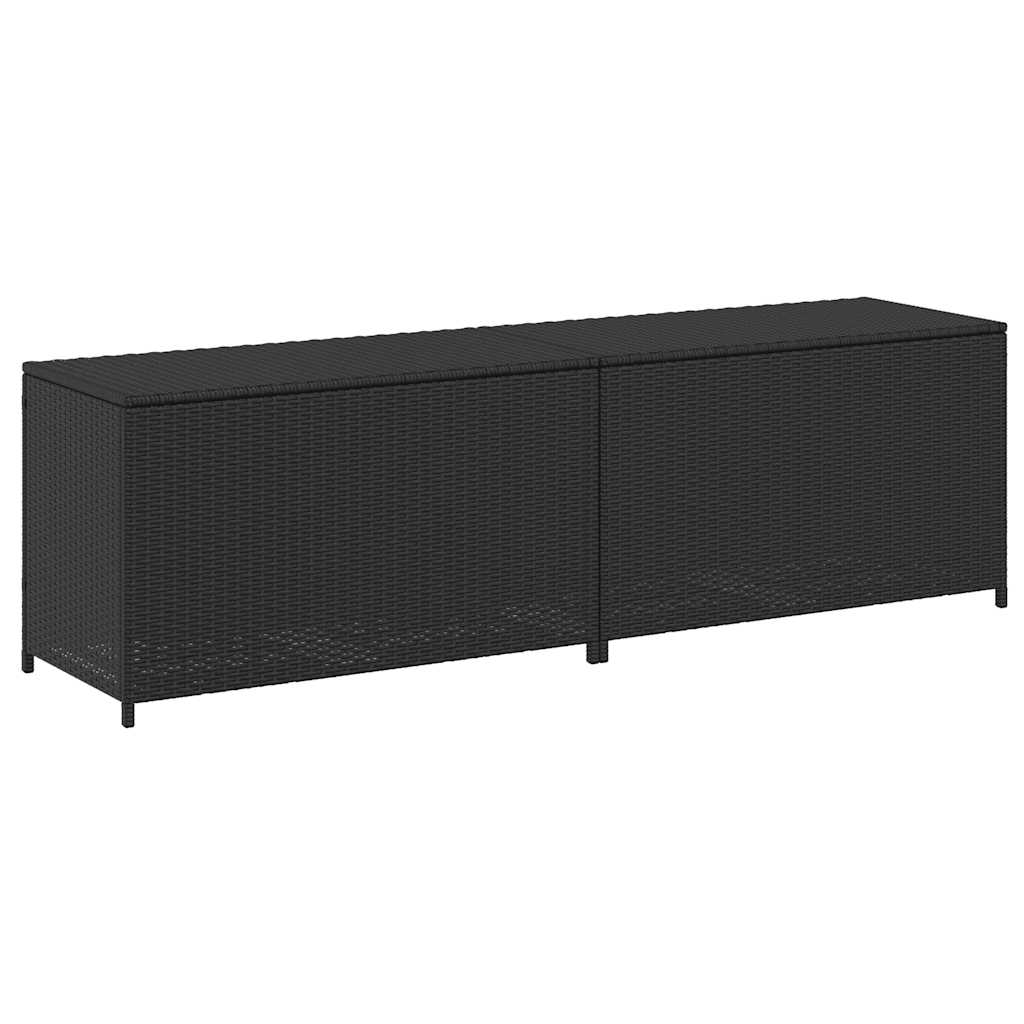 Garden Storage Box Poly Rattan 200x50x60 cm Black