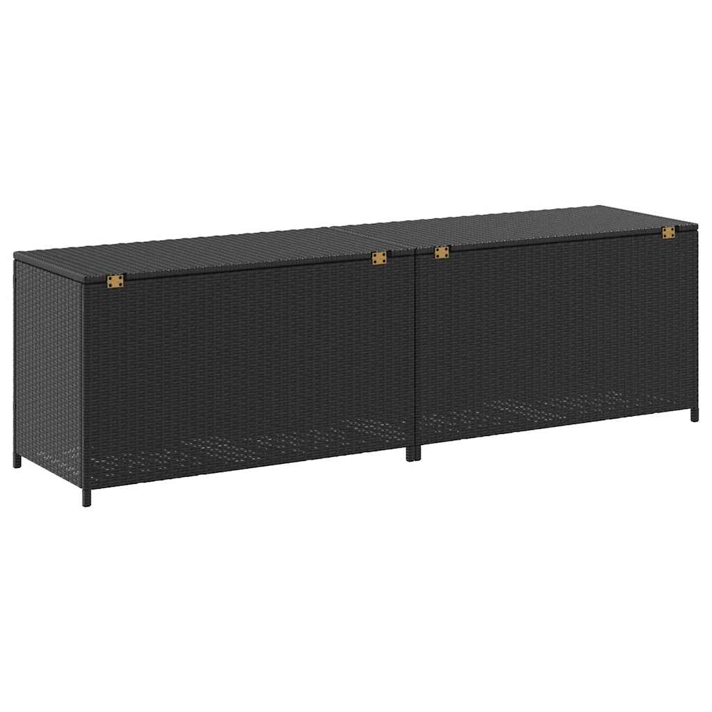 Garden Storage Box Poly Rattan 200x50x60 cm Black
