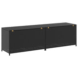 Garden Storage Box Poly Rattan 200x50x60 cm Black - Rear View