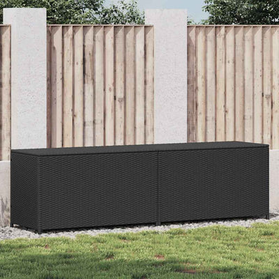 Garden Storage Box Poly Rattan 200x50x60 cm Black