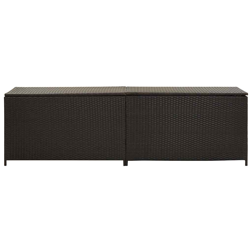Garden Storage Box Poly Rattan 200x50x60 cm Brown