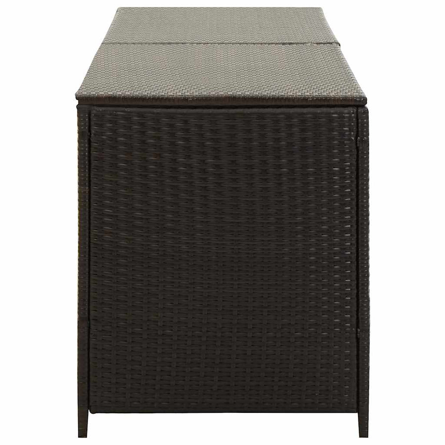 Garden Storage Box Poly Rattan 200x50x60 cm Brown