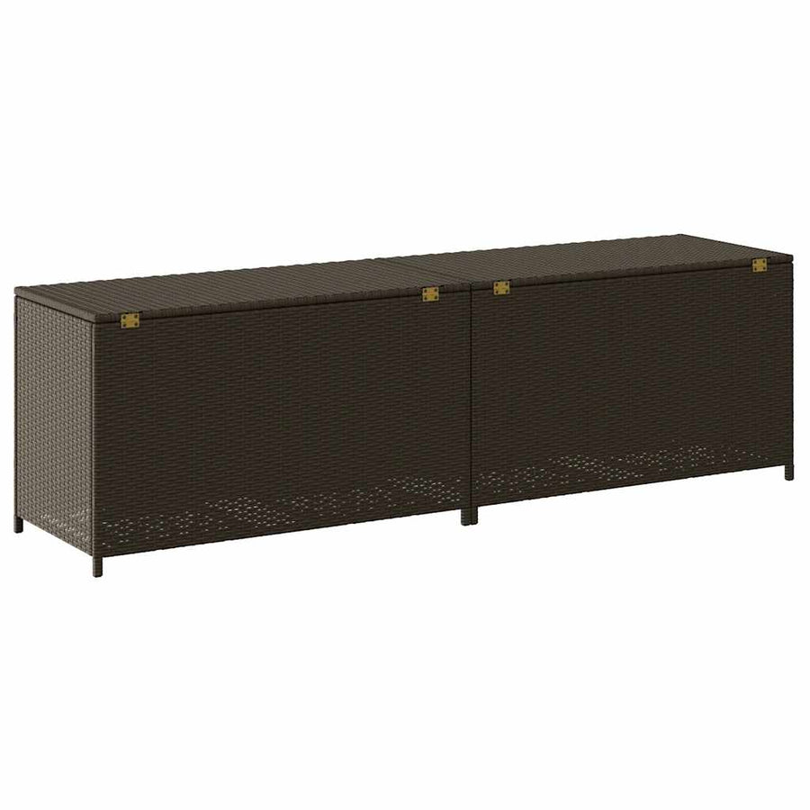 Garden Storage Box Poly Rattan 200x50x60 cm Brown