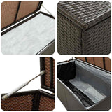 Garden Storage Box Poly Rattan 200x50x60 cm Brown - Close-Up Angle