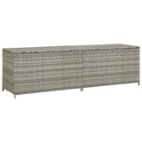 Garden Storage Box Poly Rattan 200x50x60 cm Grey - Front View