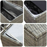 Garden Storage Box Poly Rattan 200x50x60 cm Grey - Close-Up Angle