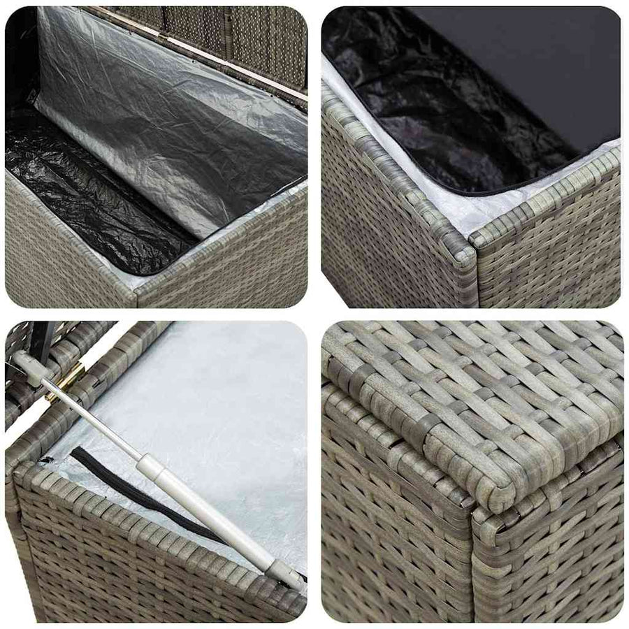 Garden Storage Box Poly Rattan 200x50x60 cm Grey