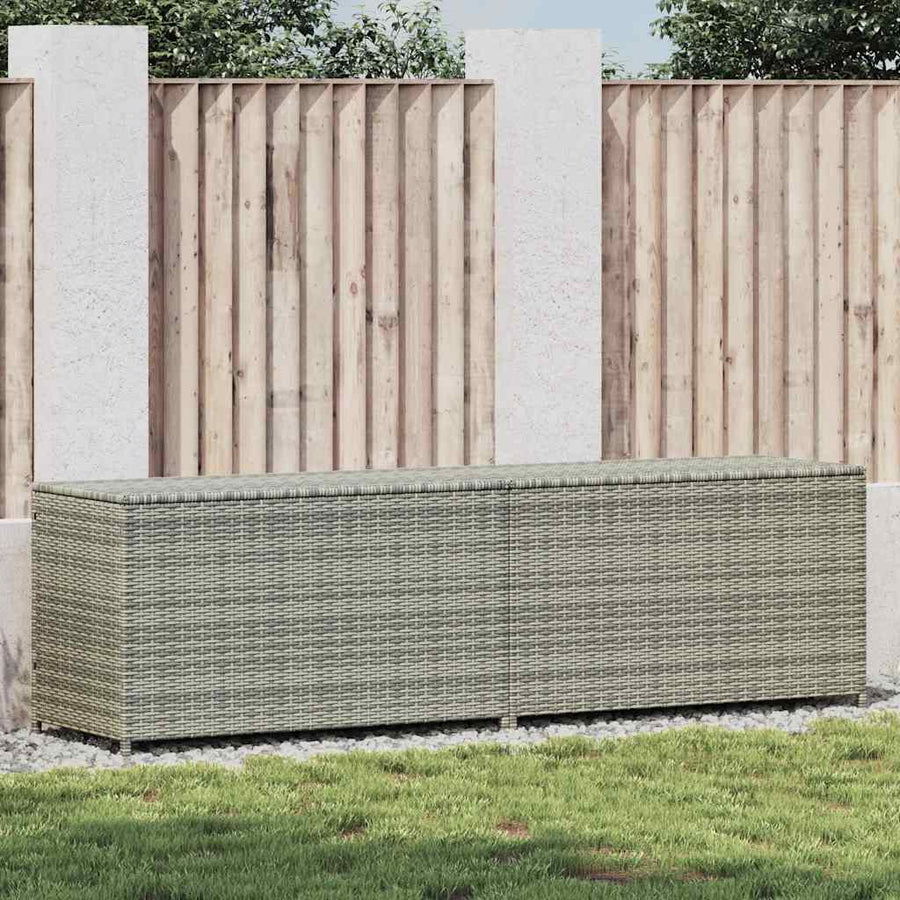 Garden Storage Box Poly Rattan 200x50x60 cm Grey