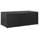Garden Storage Box Poly Rattan 180x90x70 cm Black - Front View