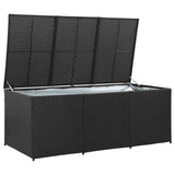 Garden Storage Box Poly Rattan 180x90x70 cm Black - Side View