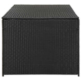 Garden Storage Box Poly Rattan 180x90x70 cm Black - 45-Degree Angle