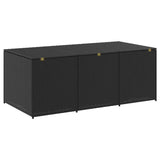 Garden Storage Box Poly Rattan 180x90x70 cm Black - Rear View