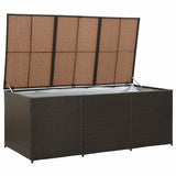 Garden Storage Box Poly Rattan 180x90x70 cm Brown - Side View