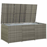 Garden Storage Box Poly Rattan 180x90x70 cm Grey - Side View